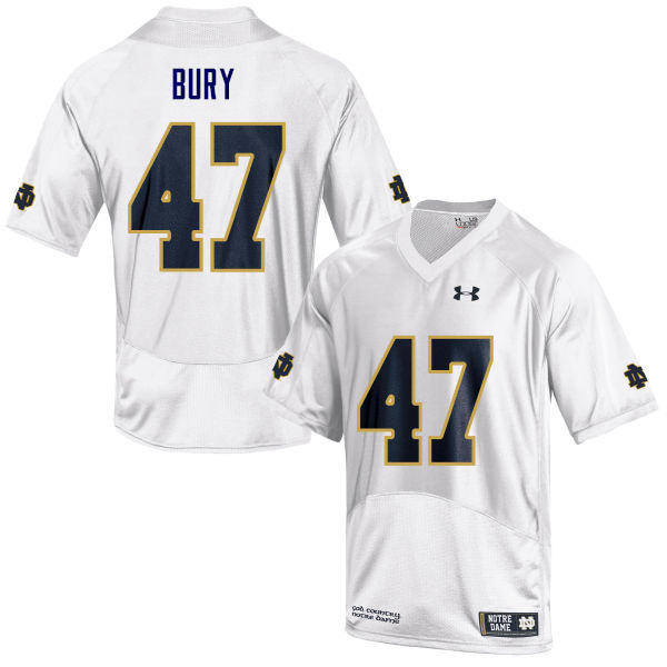 Men's NCAA Notre Dame Fighting Irish #47 Chris Bury Stitched College Under Armour Authentic White Football Jersey FB10X31US